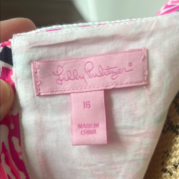 Lilly Pulitzer Gabby shift dress pink white navy Sleeveless Dress size 16 - Picture 7 of 8